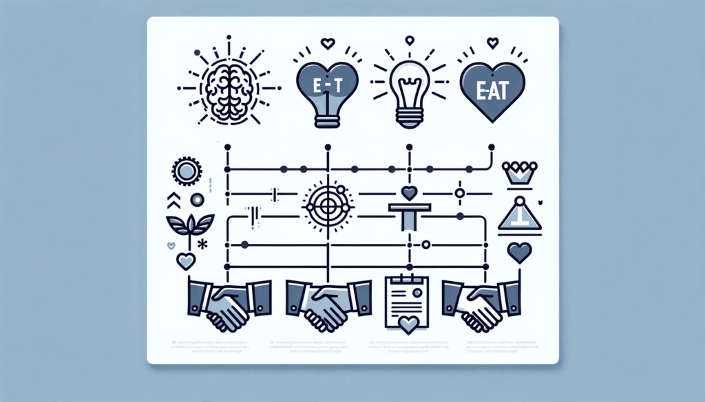 Infographic that visually represents the concept of E-A-T (Expertise, Authoritativeness, Trustworthiness)